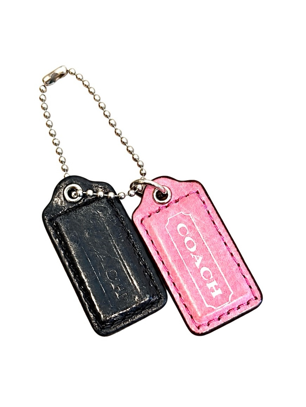 COACH 2 Piece Medium Size Pink and Black Leather Hangtag Set